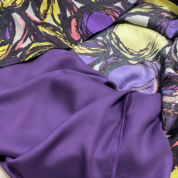 Boden Womens Dress Size 8R Purple and Green Abstract Silk Blend Knee Length - Picture 9 of 14